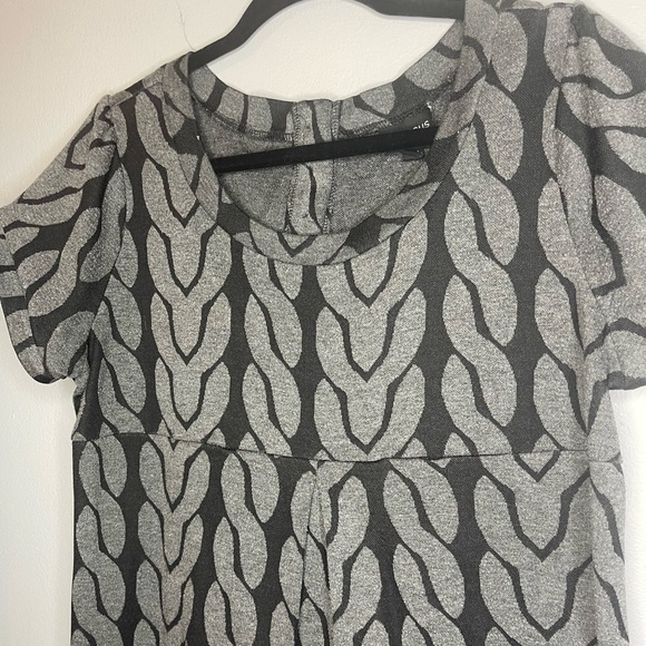 En Focus Women Gray Knit Print A-Line Short Sleeve Dress - Size 14W - Picture 3 of 11